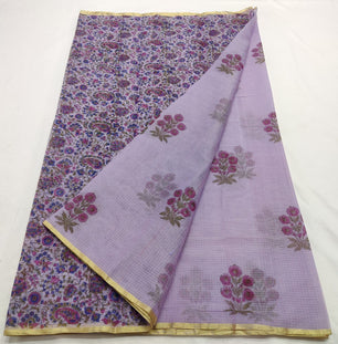 Kota Doria Saree with Hand Block Print