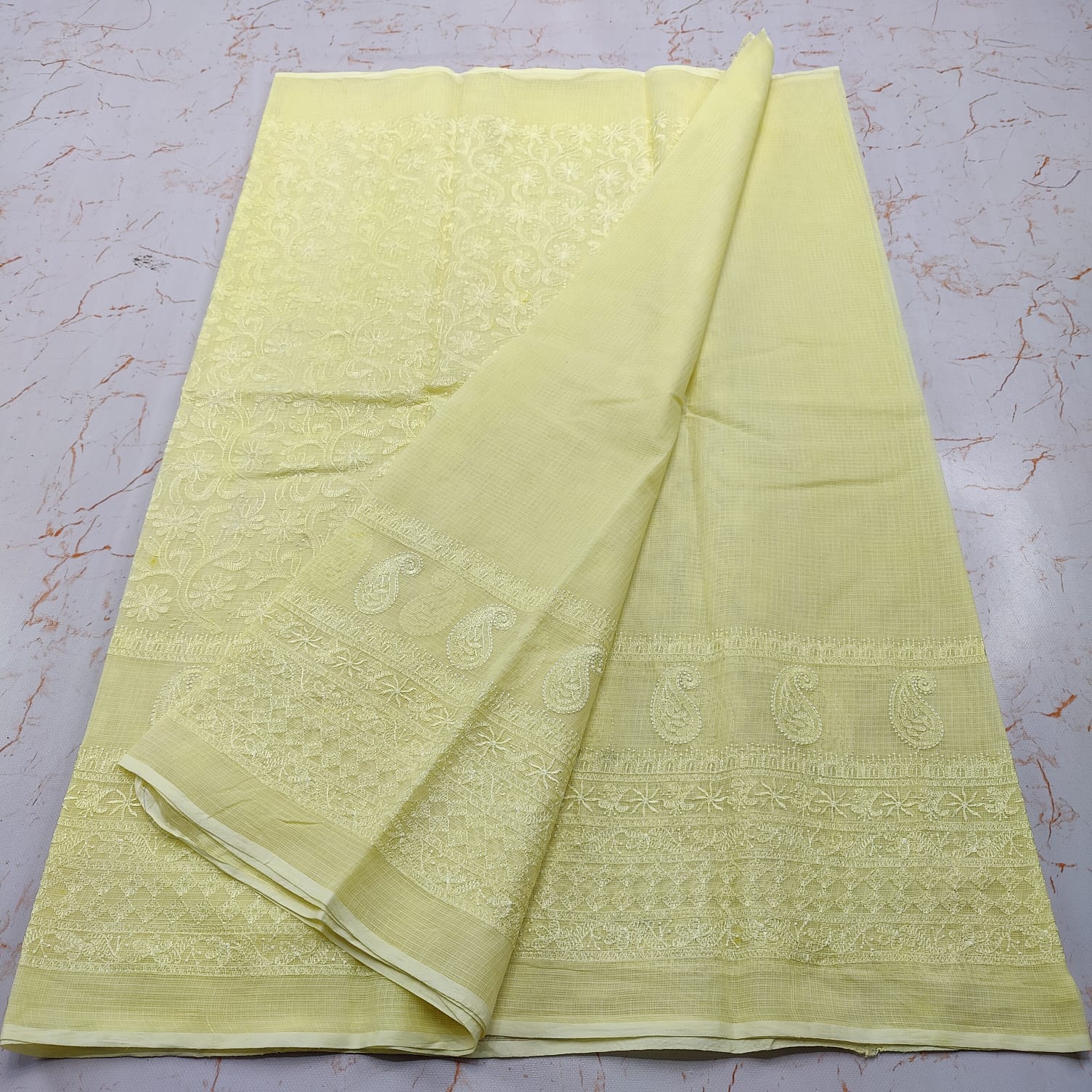 Kota Doria Pure Cotton Self Embroidery Saree
