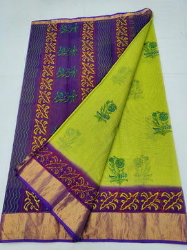 Kota Doria Hand Block Print Saree