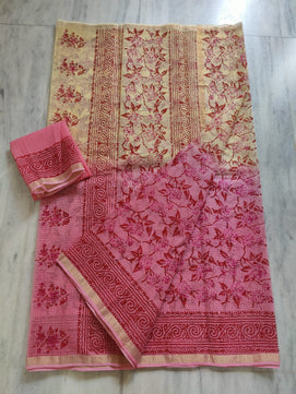 Kota Doria Hand Block Print Saree