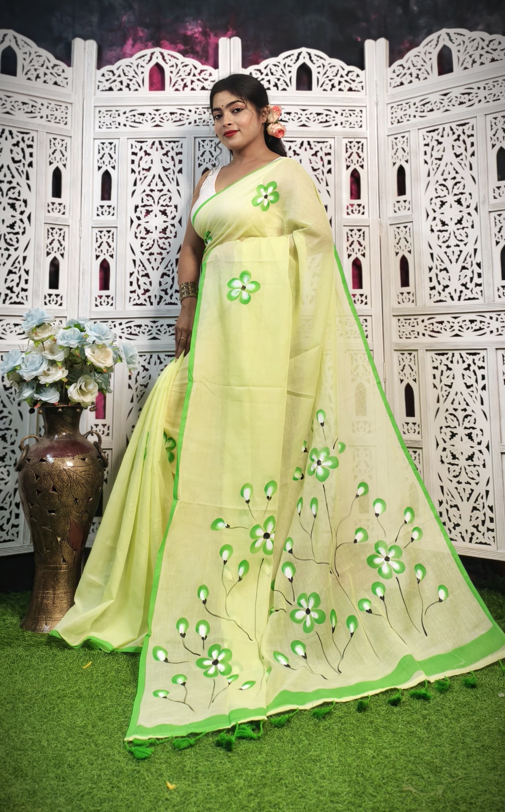 Mulmul Cotton Handprint Saree