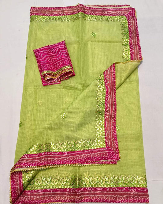 Kota Doria Bandhej Border Saree