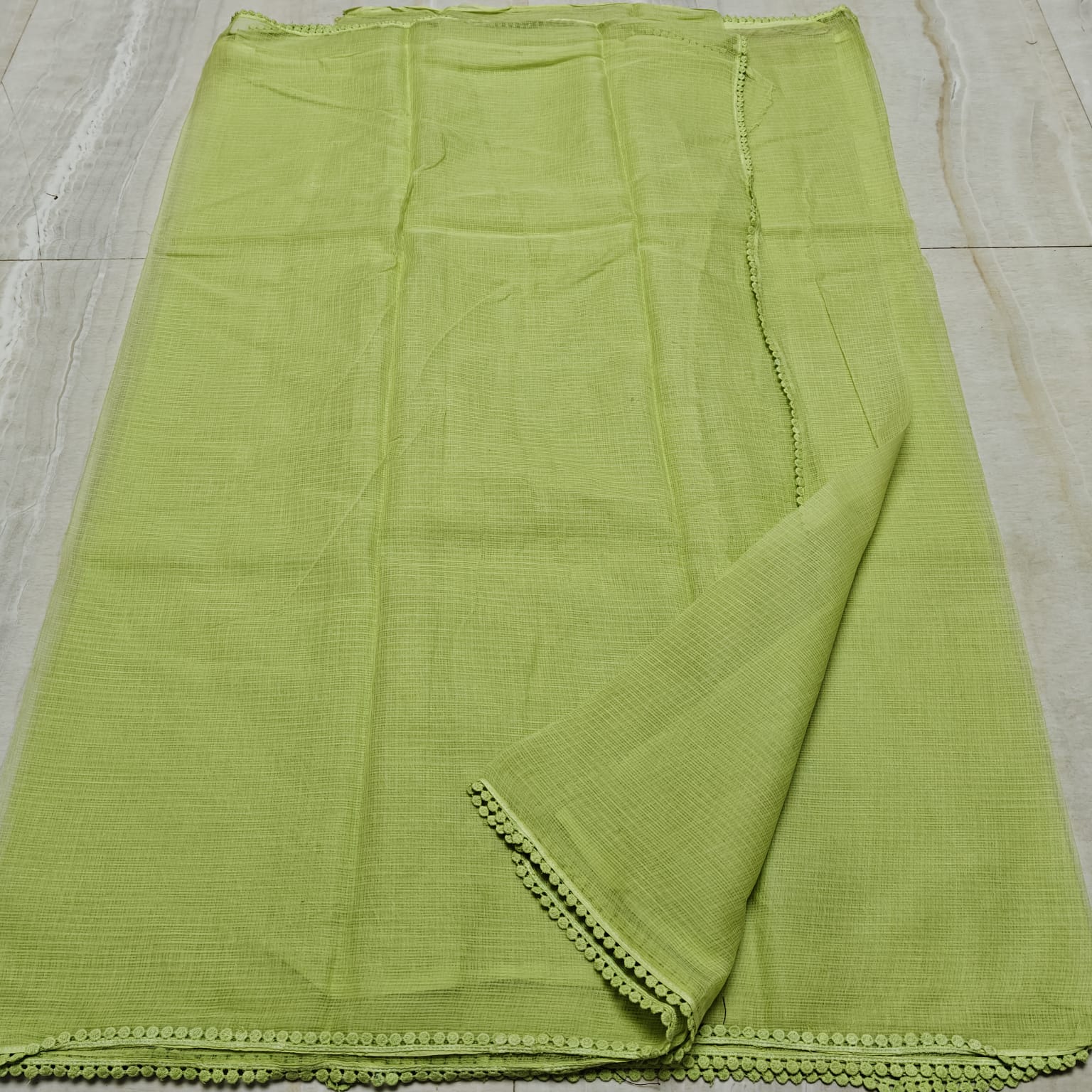 Kota Doria Saree with Crochet Lace