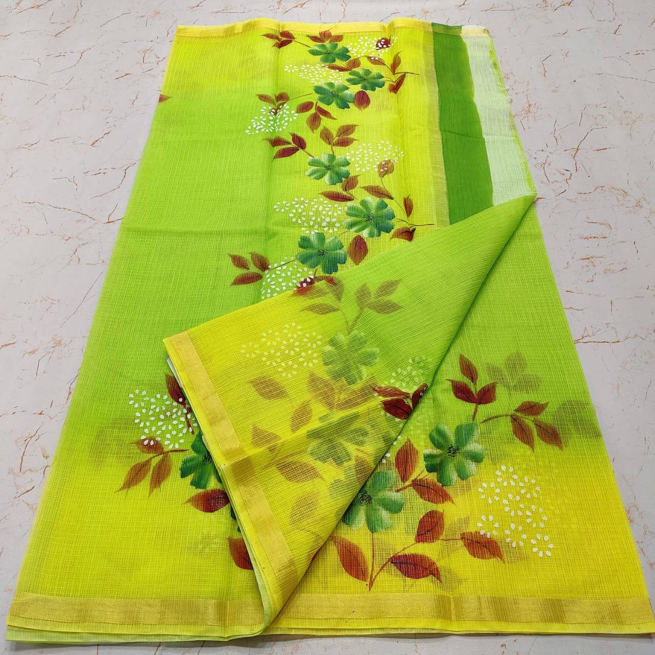 Kota Doria Hand Painted Saree
