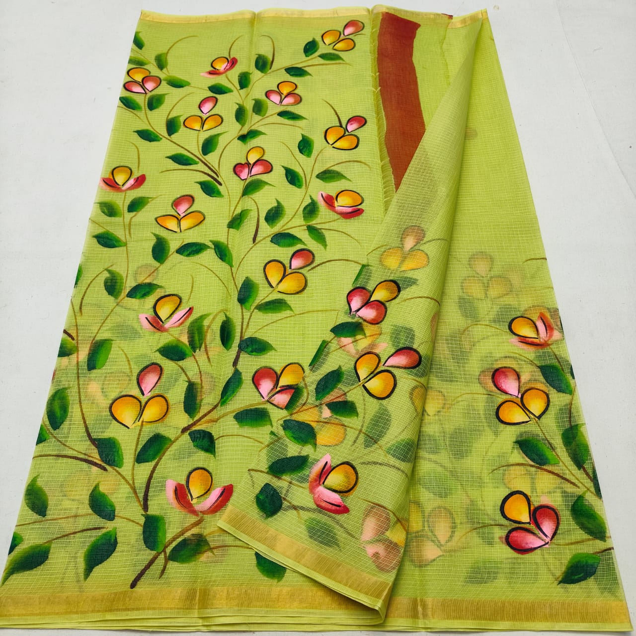 Kota Doria Hand Painted Saree
