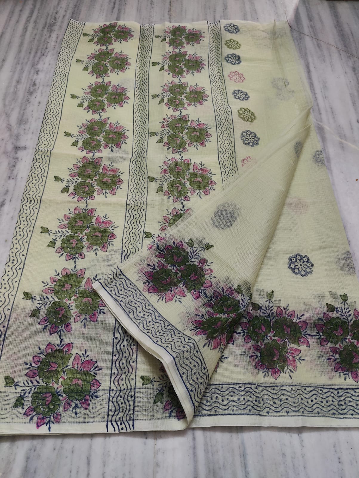 Kota Doria Hand Block Print Saree