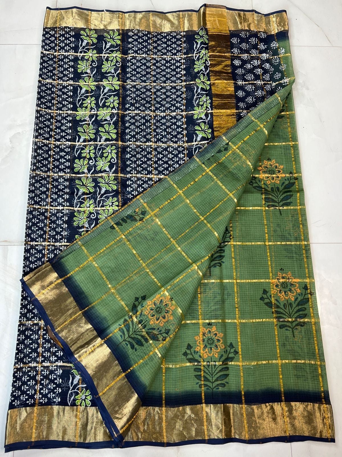 Premium Pure Cotton Kota Doria Printed Saree