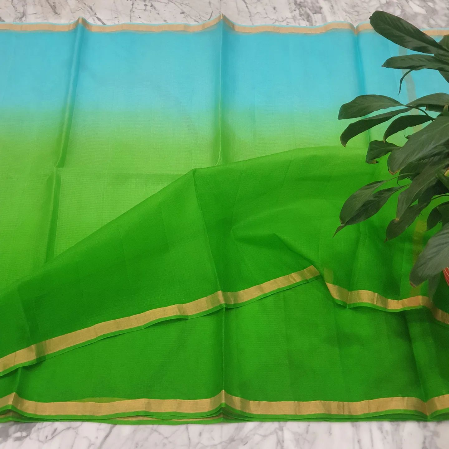 Pure Kota Plain Shaded Dye Work Saree