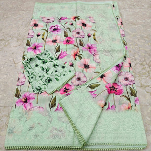 Soft Silk Kota Embroidery & Digital Print Saree