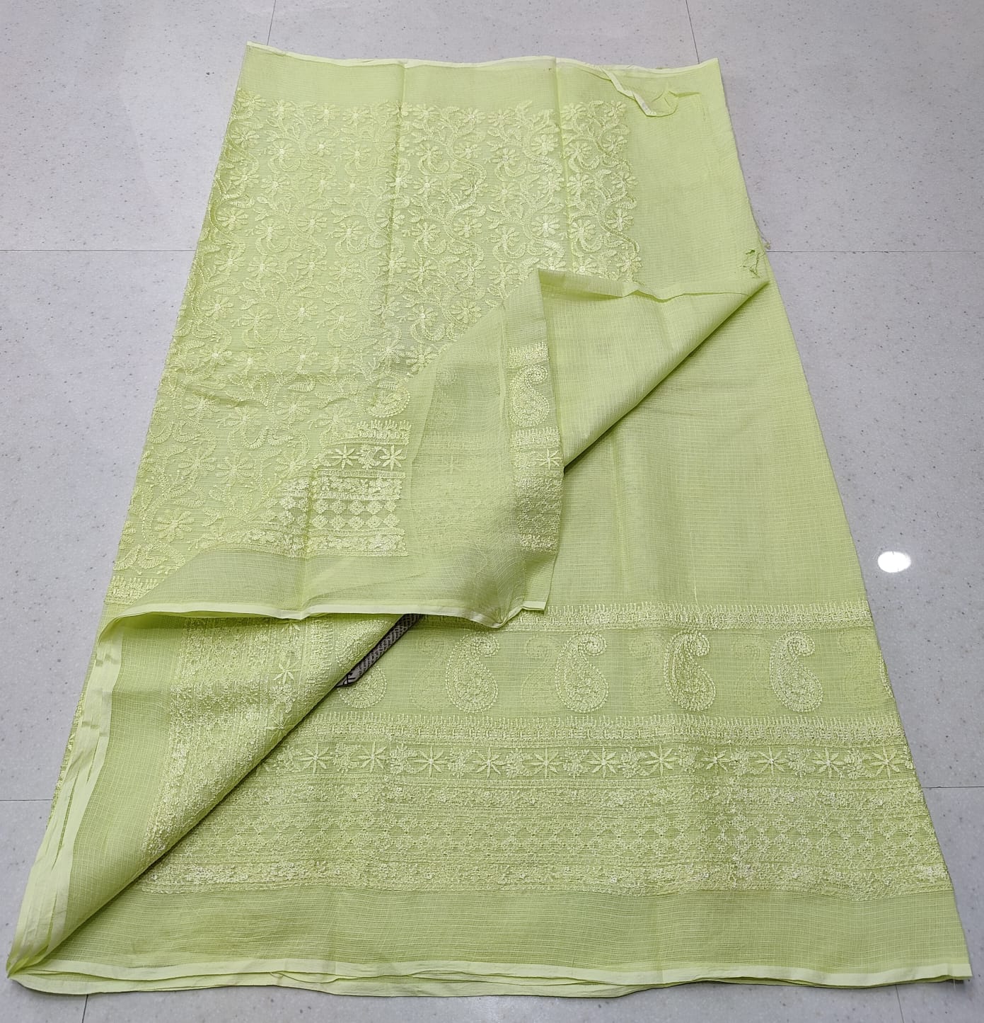 Kota Doria Pure Cotton Self Embroidery Saree