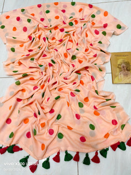Multicolor Mulmul Cotton Saree