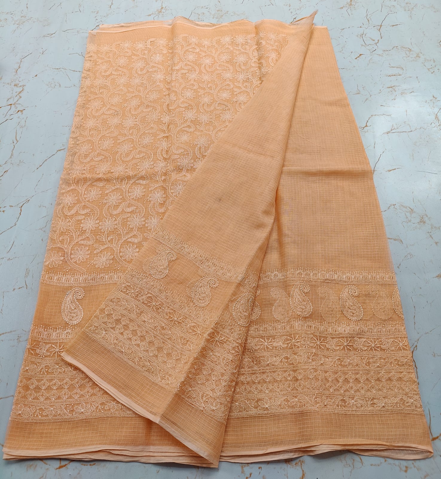 Kota Doria Pure Cotton Self Embroidery Saree
