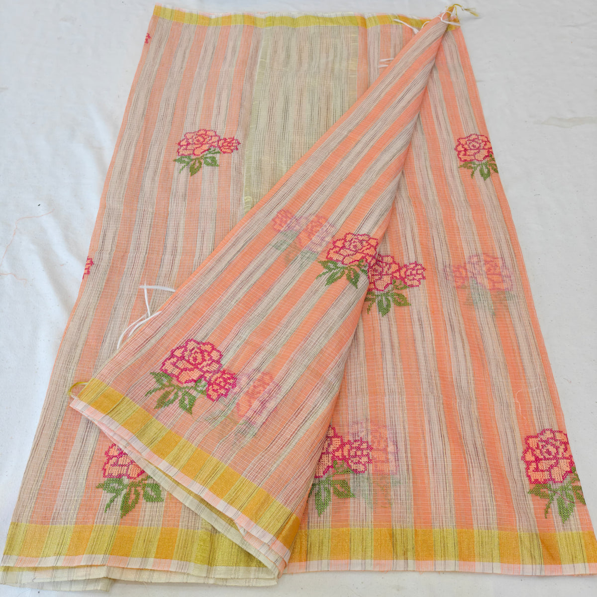 Kota Doria Mix Cotton Computerized Embroidery Saree