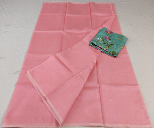 Premium Kota Doria Soft Silk Plain Saree with Embroidery