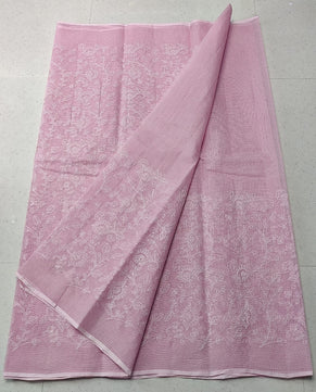 Kota Doria Pure Cotton Self Embroidery Saree