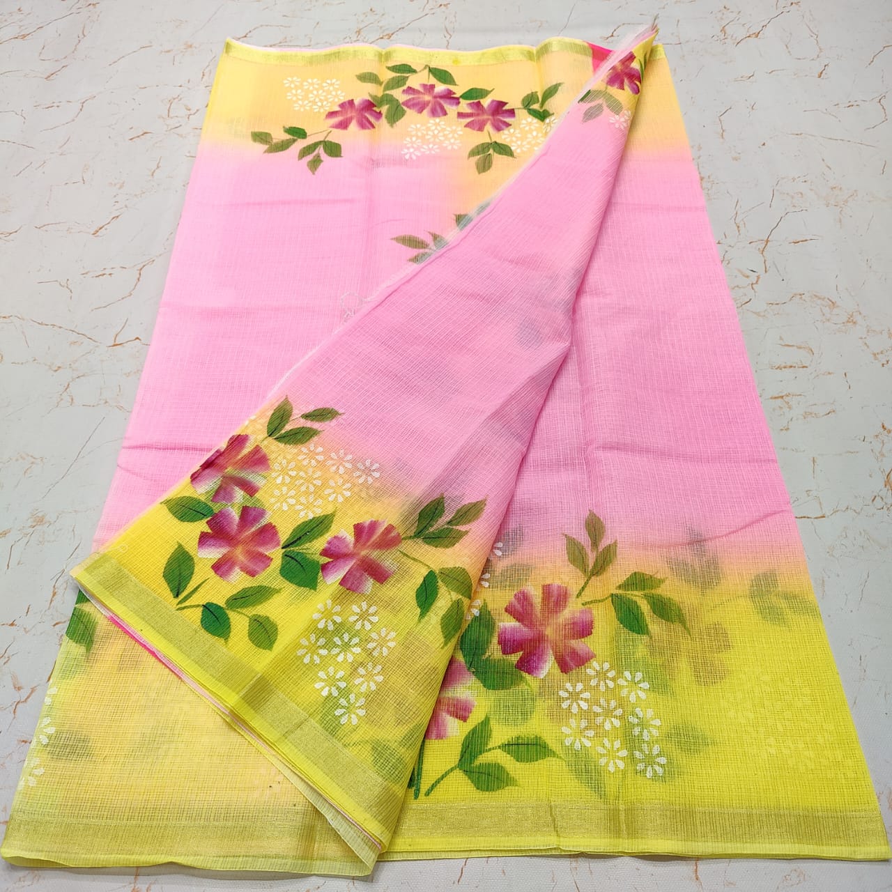 Kota Doria Hand Painted Saree
