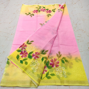 Kota Doria Hand Painted Saree