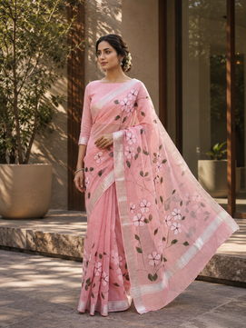 Kota Doria Hand Painted Saree
