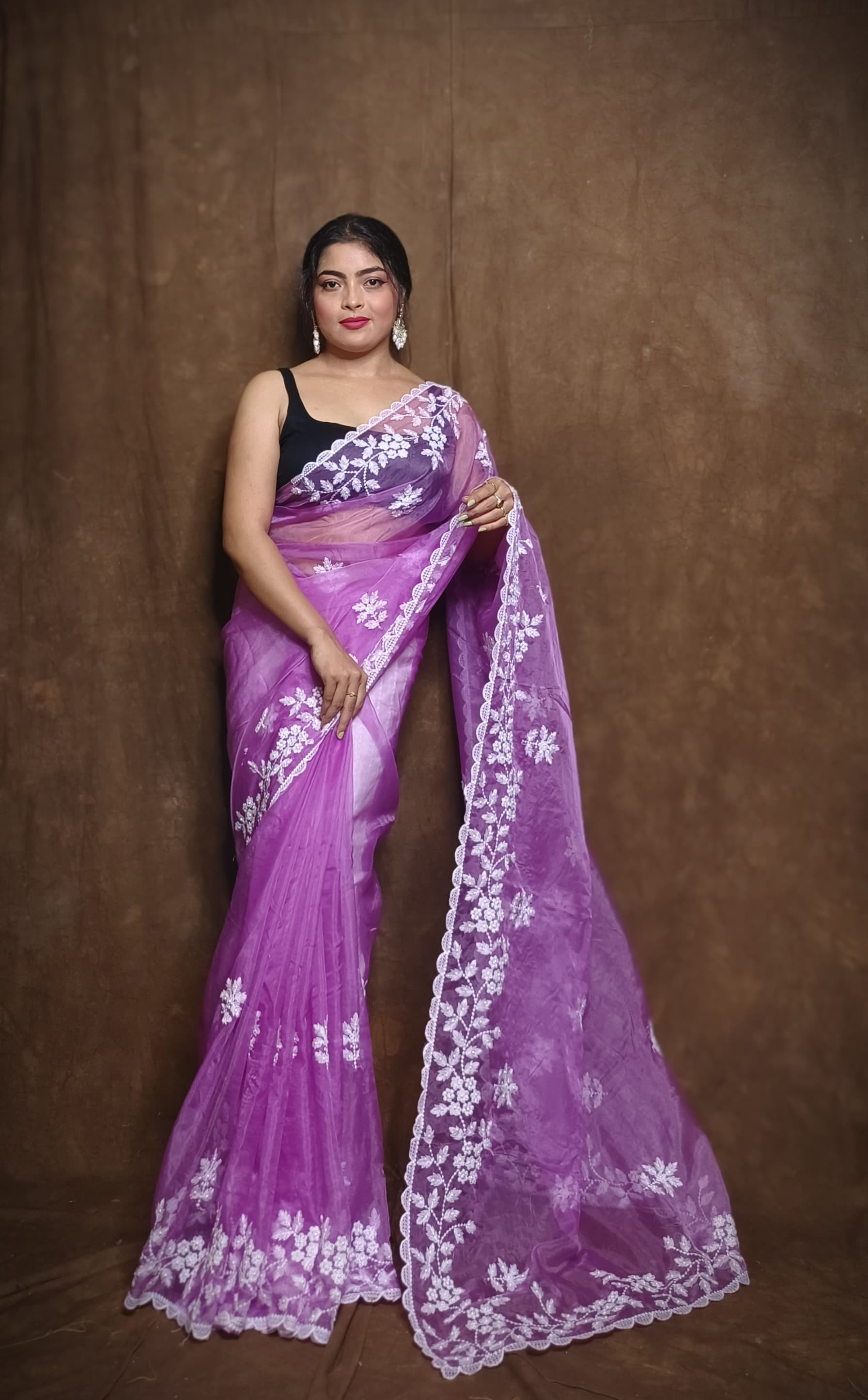Premium Chiffon Saree with Hakoba Resham Blouse Piece