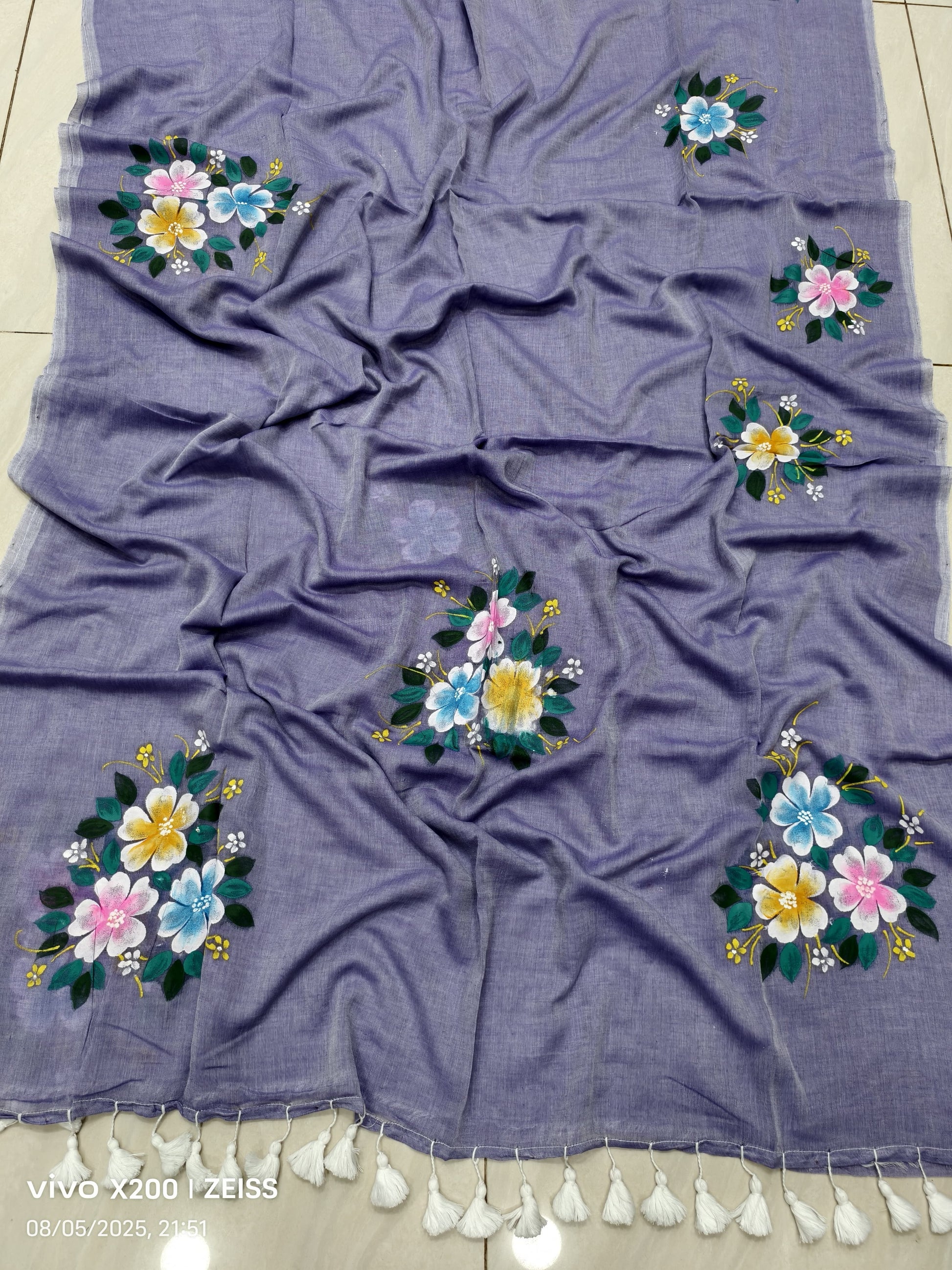 Mulmul Cotton Hand-Painted Saree