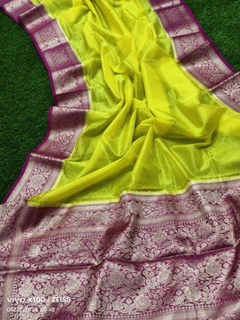 Plain Organza Saree with Border