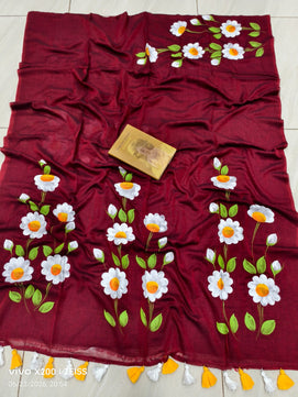 Exclusive Hand Painted Mulmul Cotton Saree