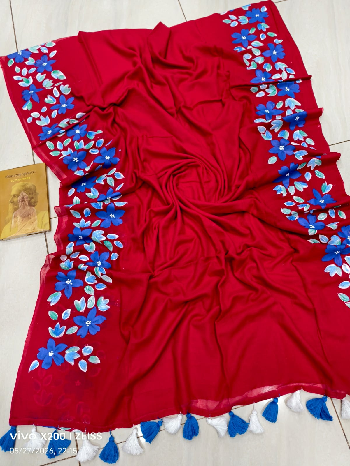Hand Painted Mulmul Cotton Saree
