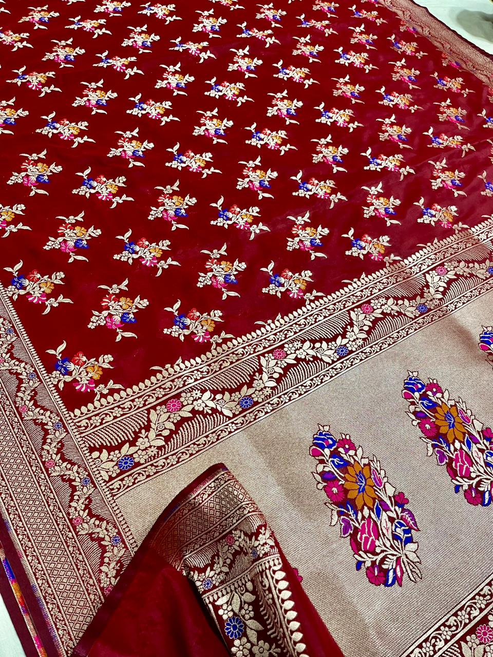 Mashru Meenakari Silk Saree