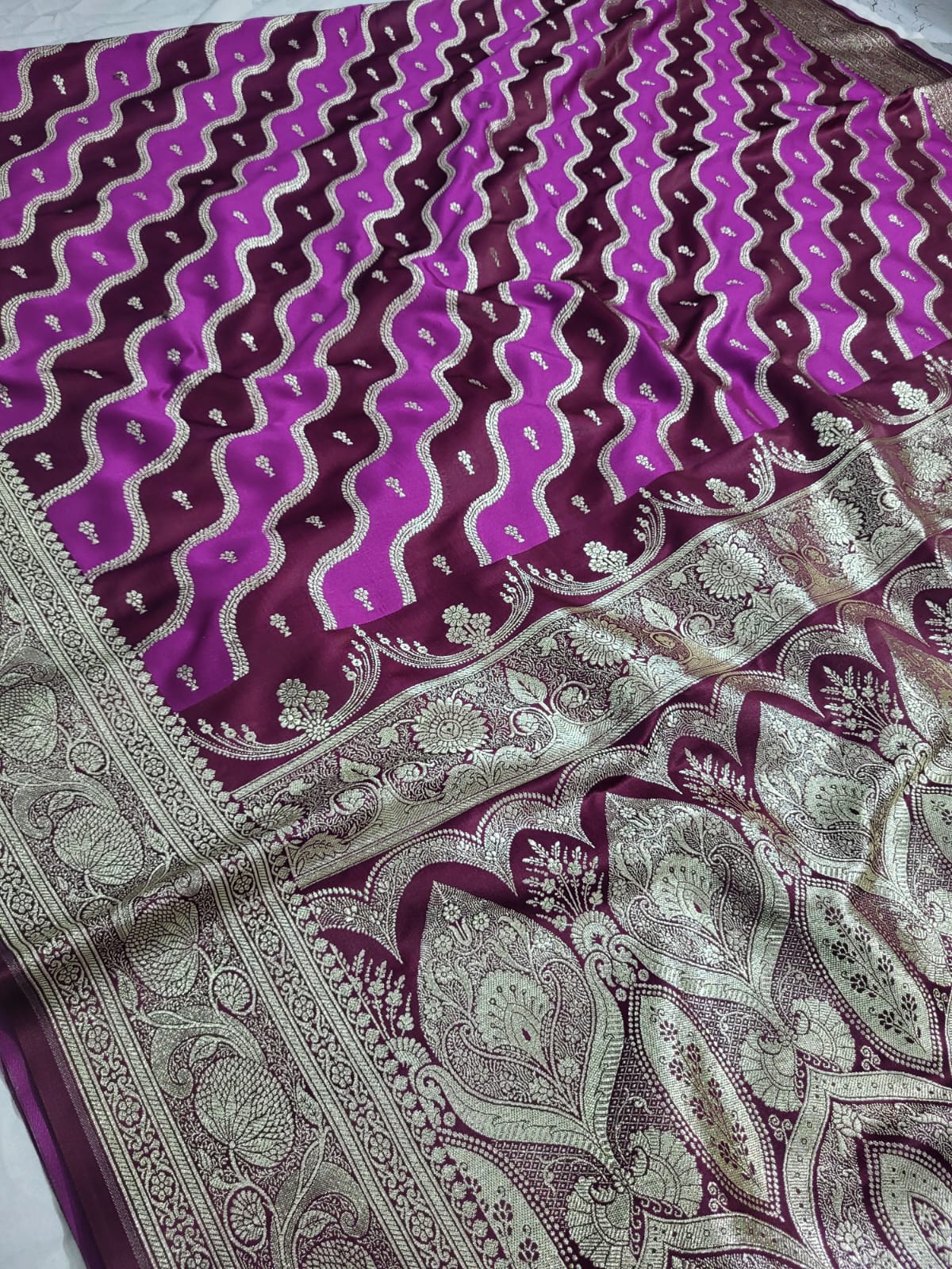 Banarasi Handloom Mashru Rangkat Katan Soft Silk Saree