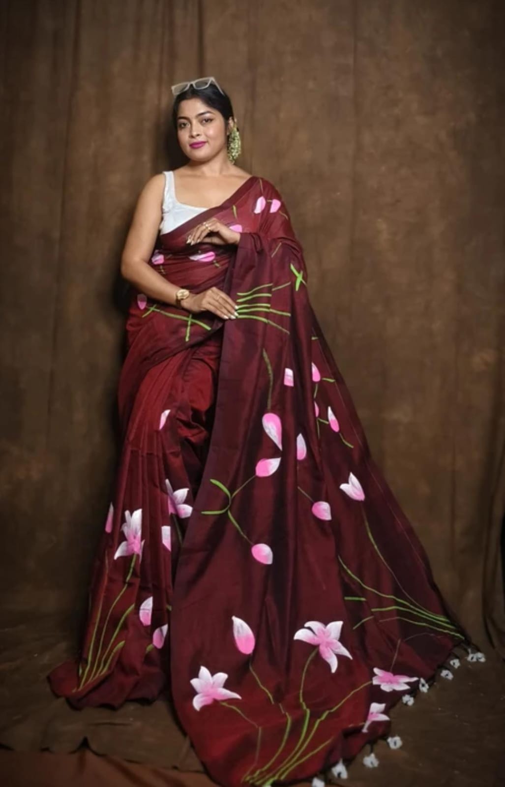Handwoven Cotton Saree with Hand Printing