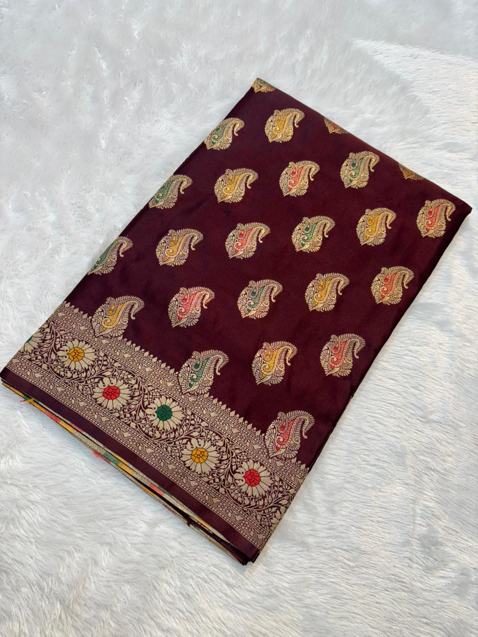 Mashru Minakari Silk Saree