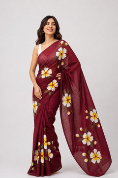 Mulmul Cotton Handprint Saree
