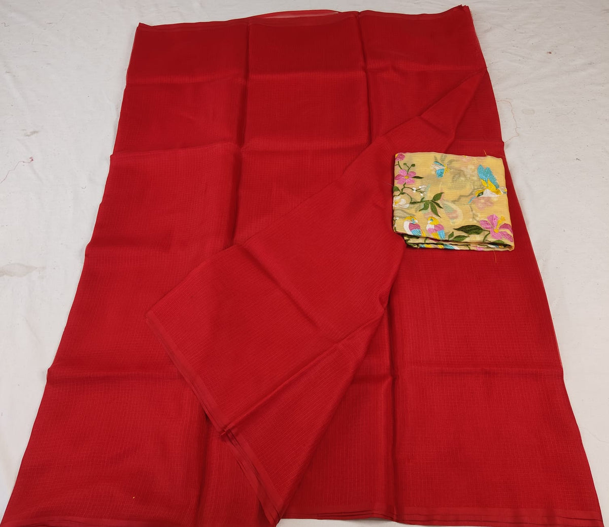 Premium Kota Doria Soft Silk Plain Saree with Embroidery