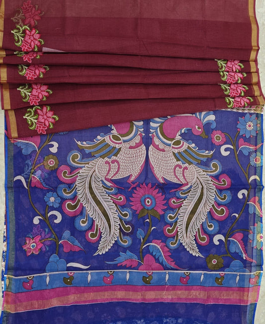 Pure Cotton Kota Saree with Embroidery