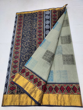 Kota Doria Hand Block Print Saree