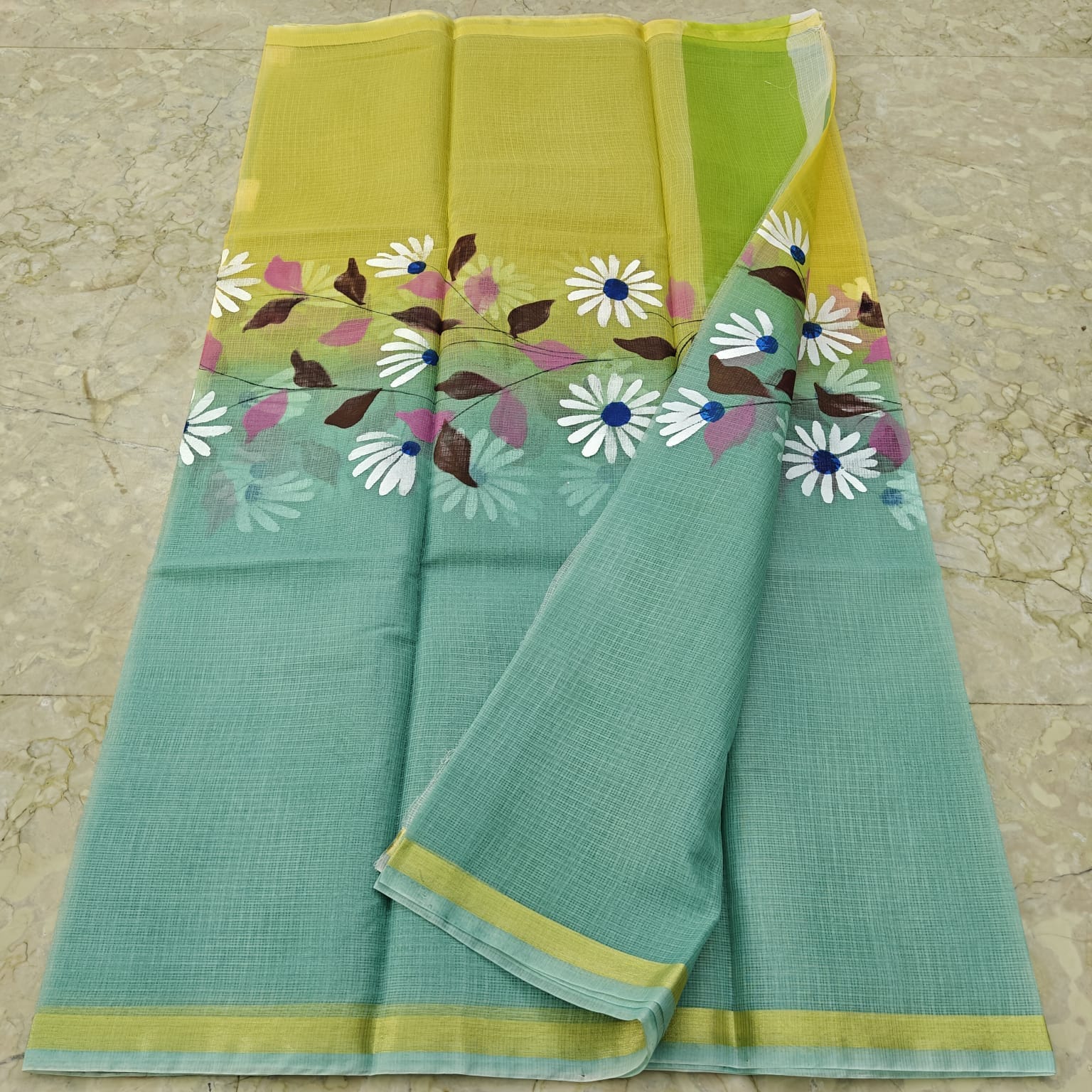 Cotton Kota Hand Brush Paint Saree