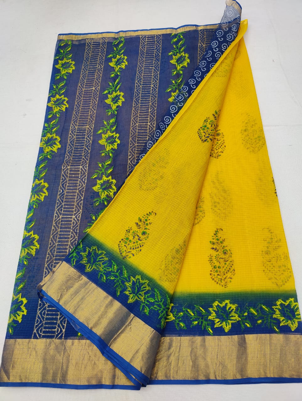 Kota Doria Hand Block Print Saree