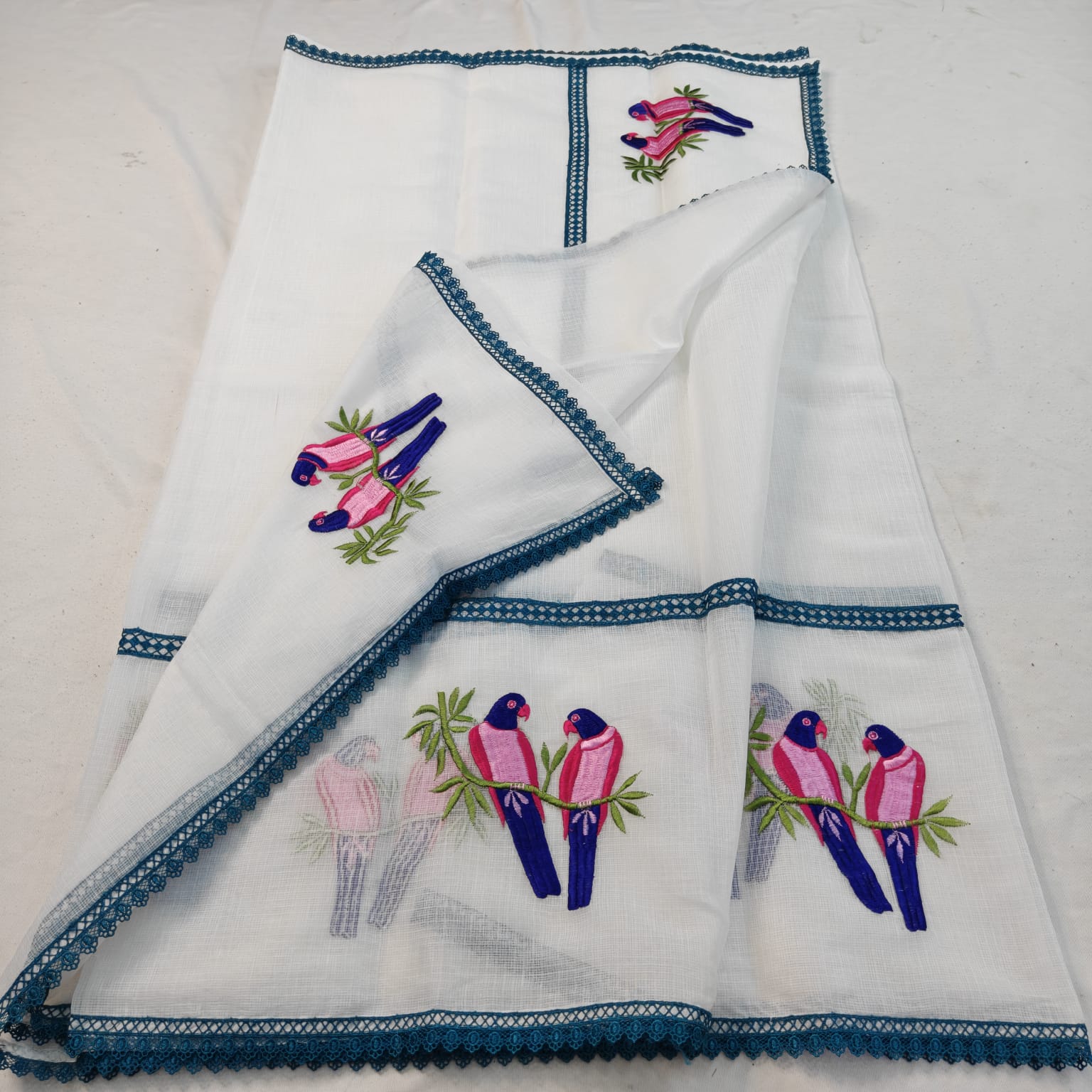 Kota Doria Mix Cotton Saree with Embroidery