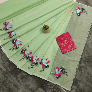Kota Doria Embroidery Saree