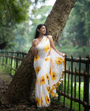Mulmul Cotton Saree with Hand Painting