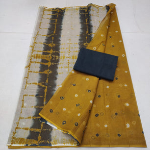 Kota Doria Pure Cotton Saree with Shibori/Batik/Bandhej Dye