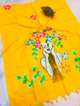 Cotton Saree with Hand Painting