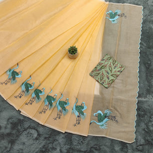 Kota Doria Embroidery Saree