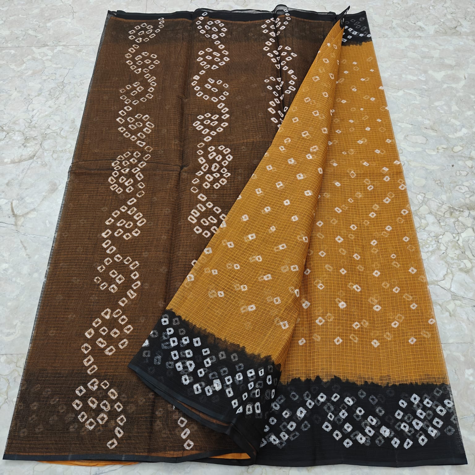 Kota Doria Pure Cotton Hand Tie & Dye Bandhej Saree