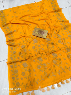 Floral Printed Mulmul Cotton Saree