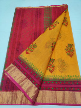 Kota Doria Hand Block Print Saree