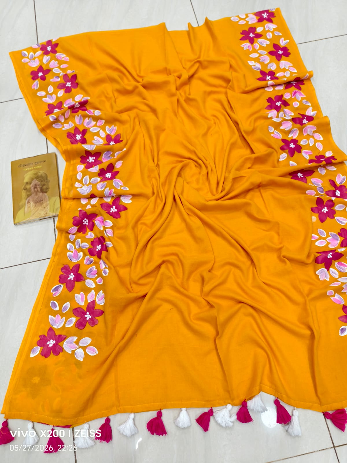 Hand Painted Mulmul Cotton Saree