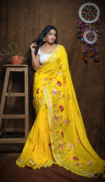 Linen by Linen Saree with Embroidery