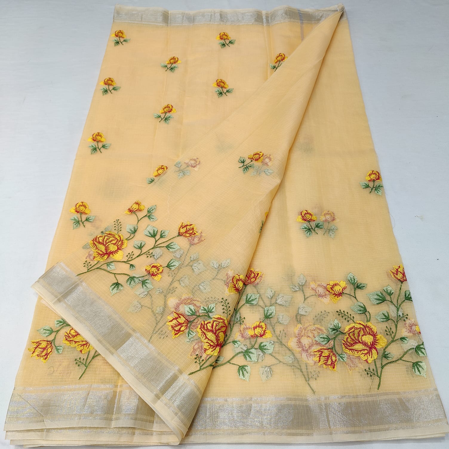Kota Doria Embroidery Saree