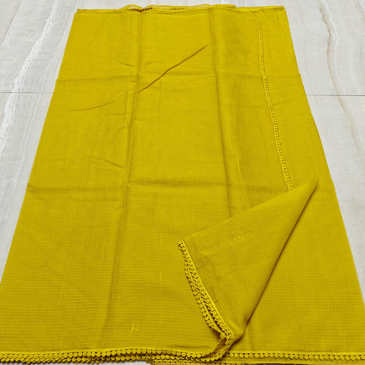 Kota Doria Saree with Crochet Lace